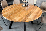 Dining table IRON CRAFT Ø 140cm round mango natural w/ black metal legs