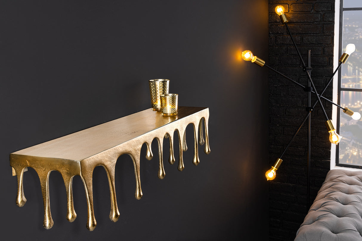 Wanddeko Garderobe LIQUID LINE 60cm Tropfen Design Antik Gold