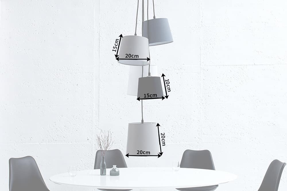 Pendant lamp LEVELS hanging 5 linen shades black grey white