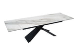 Esstisch EUPHORIA 180-220-260cm ausziehbar, Carrara Oro Keramik in Marmoroptik mit schwarzem Sternenfuß