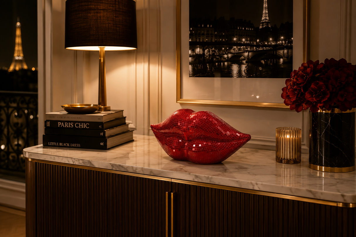 Deko DISCO LIPPEN 35cm Mosaik rot