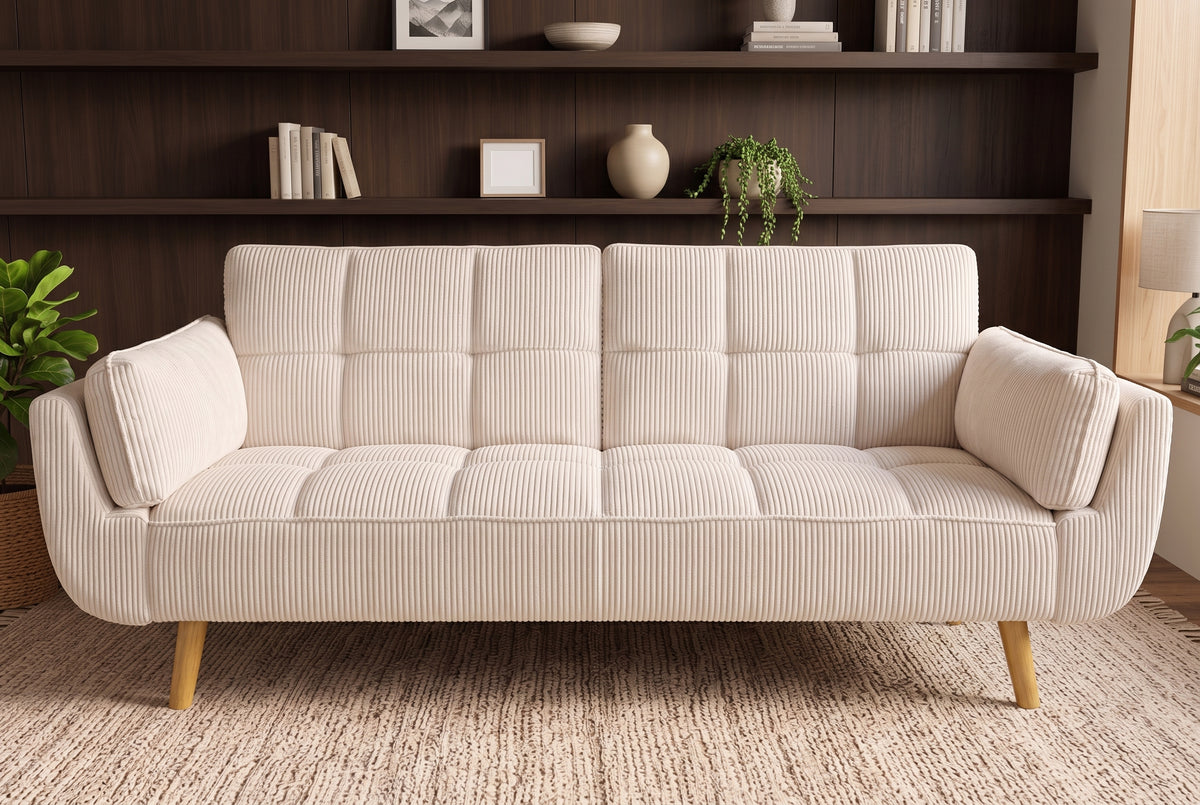 Sofa bed BOUTIQUE 215cm 3-seater cord beige