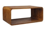 Coffee table CUBUS 100cm w/ storage space mango wood brown honey finish
