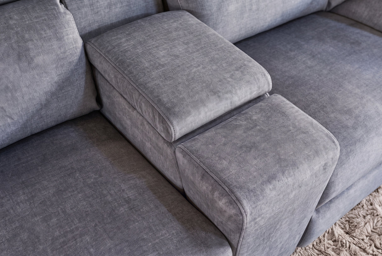 Corner sofa PRIME multifunctional electrically adjustable w/ storage space vogue velvet grey