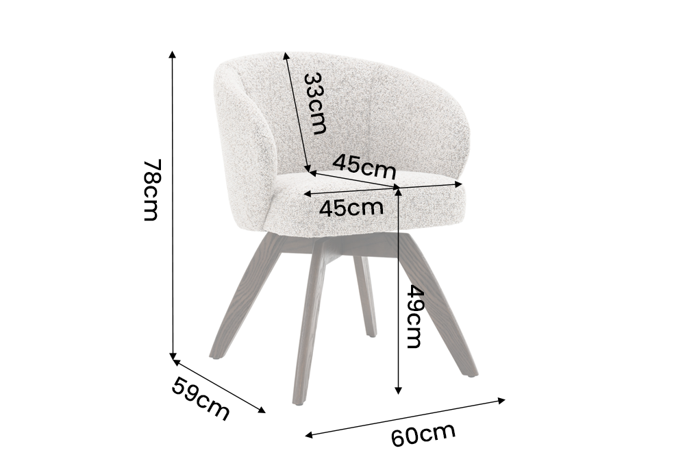 Swivel chair WALKÜRE 180° auto-return w/ armrests spring core textured fabric beige brown