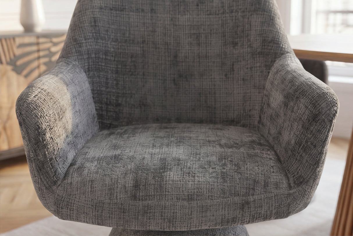 Swivel chair AMBIENTO 180° auto-return w/ armrests chenille grey
