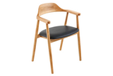 Chair VALHALLA WOOD w/ armrests artificial leather black and oak wood natural