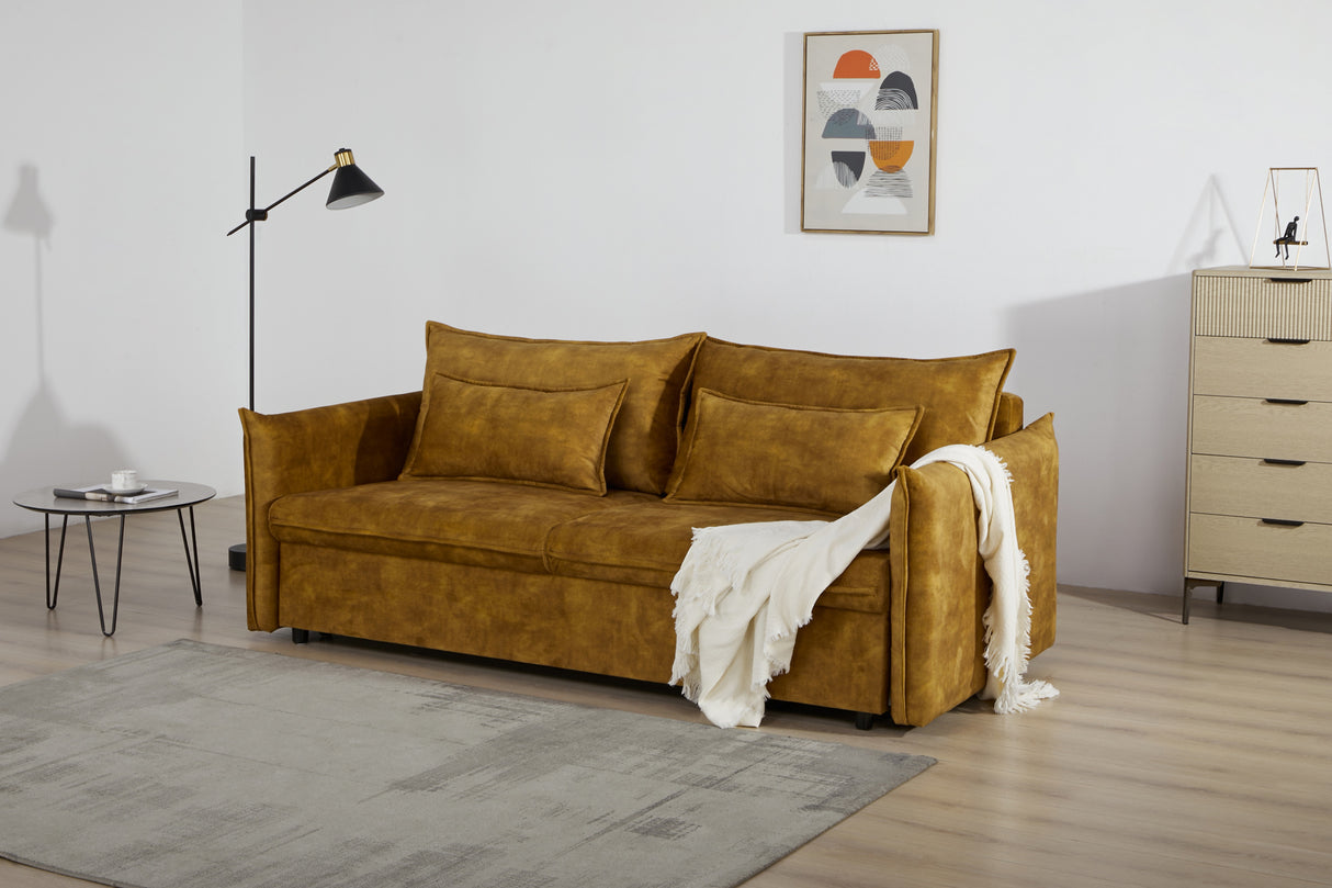 Schlafsofa APARTMENT 215cm 3-Sitzer Samt senfgelb