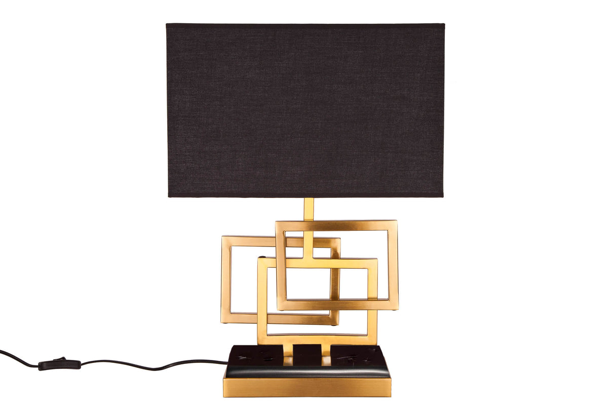 Table lamp ATLANTIS 56cm gold with fabric shade black