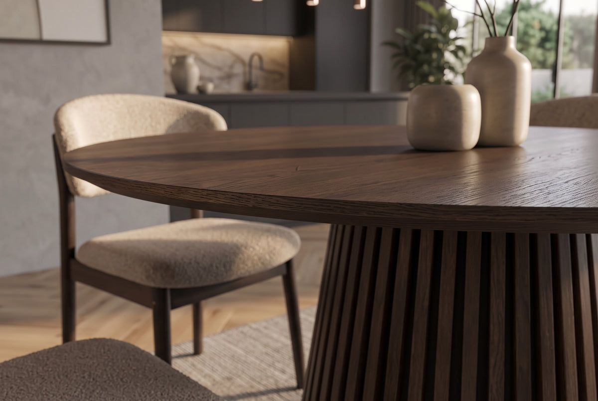Esstisch VALHALLA WOOD Ø 120cm rund Eichenholz furniert Rauchbraun