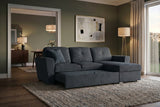Schlafsofa APARTMENT 245cm 3-Sitzer mit Ottomane und Stauraum Strukturstoff grau