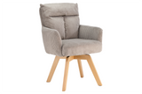 Drehsessel BIG GEORGE 360° drehbar Buchenholzrahmen m. Armlehnen Federkern Cord Greige