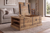 Coffee table BODEGA 100cm w/ wine shelf and storage space mango wood natural