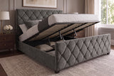 Bett ELYSIUM 180x200cm mit Stauraum Samt dunkelgrau