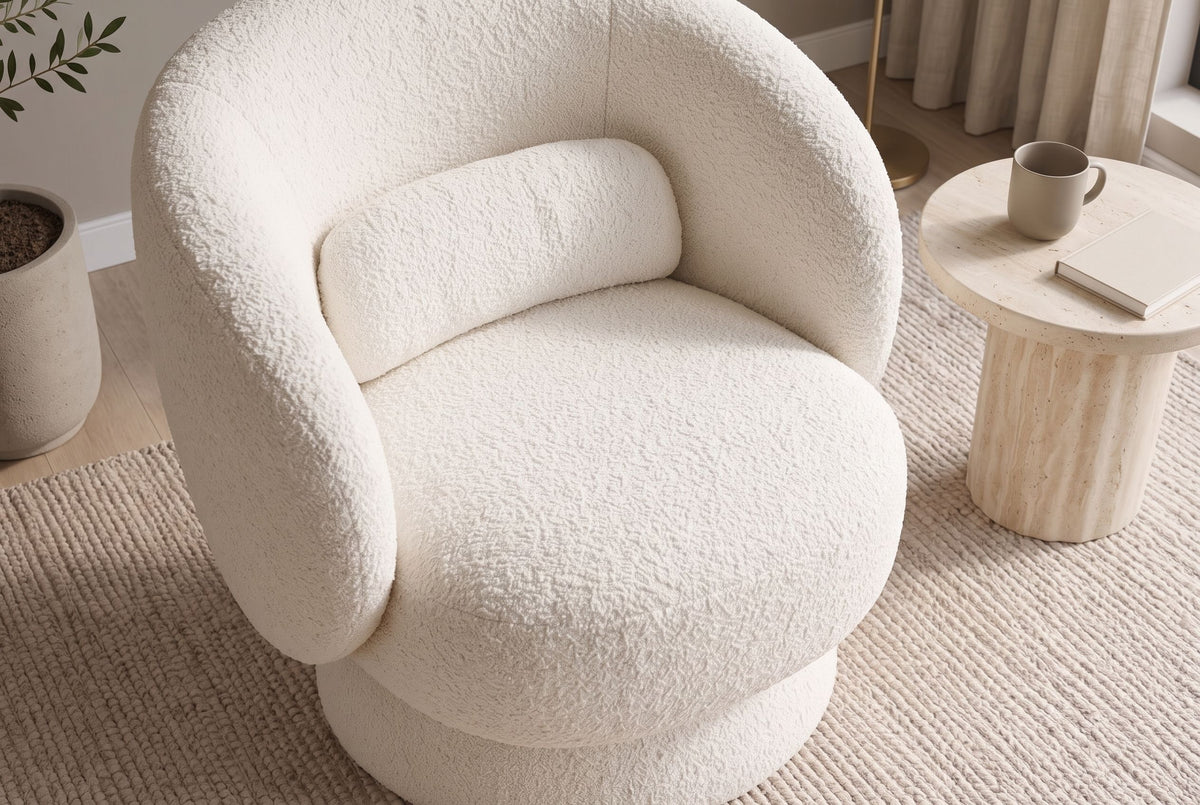 Sessel BOSSA NOVA 360° drehbar Bouclé weiß