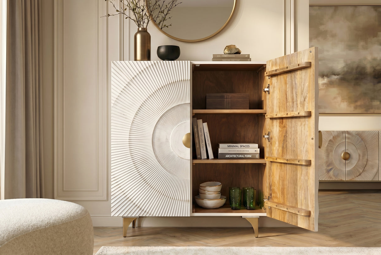Highboard GOLDEN SUNSET 120cm 3D mango wood white