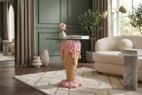 Coffee table ICE CREAM 50cm w/ tempered glass pink beige
