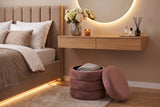 Stool VOGUE 40cm round upholstered w/ storage space velvet rosé