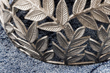 Couchtisch ABSTRACT LEAF 54-68cm 2er Set silber mit Marmorplatten