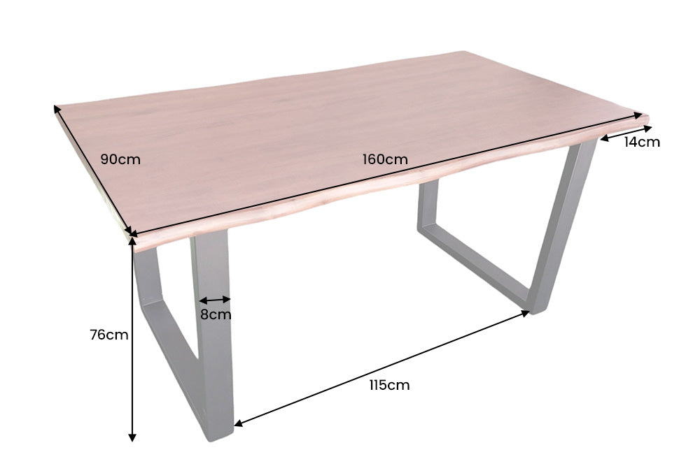 Dining table GENESIS 160cm 35mm acacia wood brown w/ black iron frame