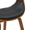 Stuhl ORGANIC mit Armlehnen Kunstleder schwarz und Walnussholz-Optik Gestell Retro-Stil