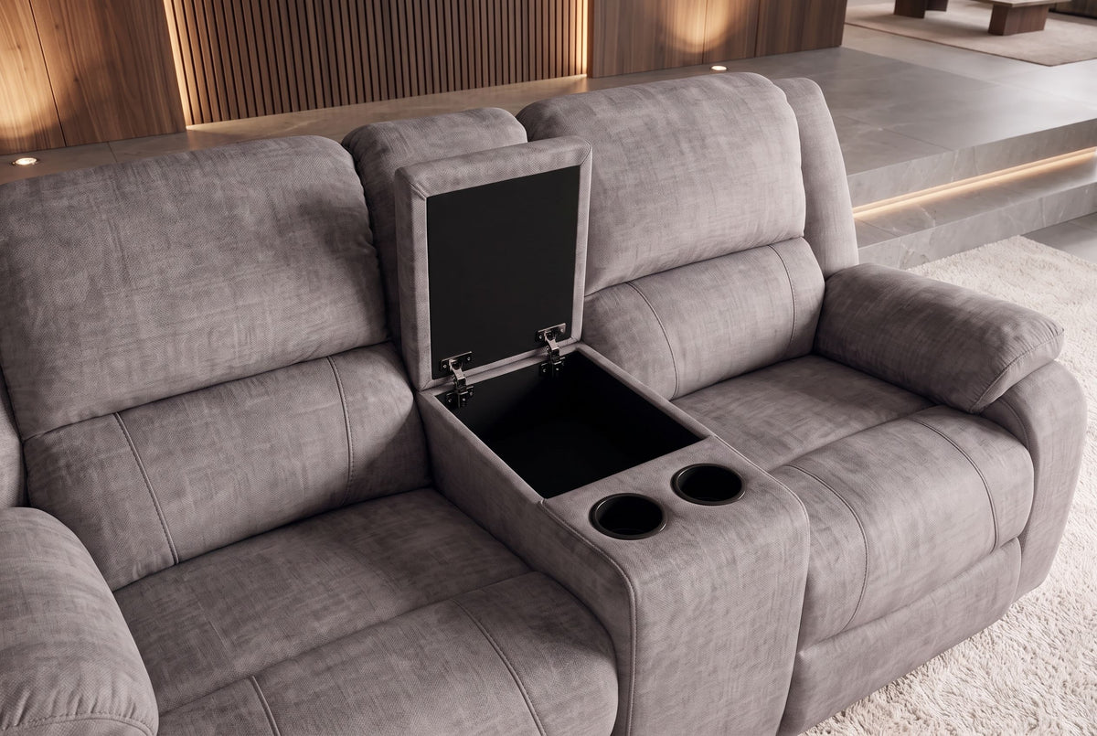 Kinosessel HOLLYWOOD 2-Sitzer Relaxfunktion mit Stauraum Samt grau