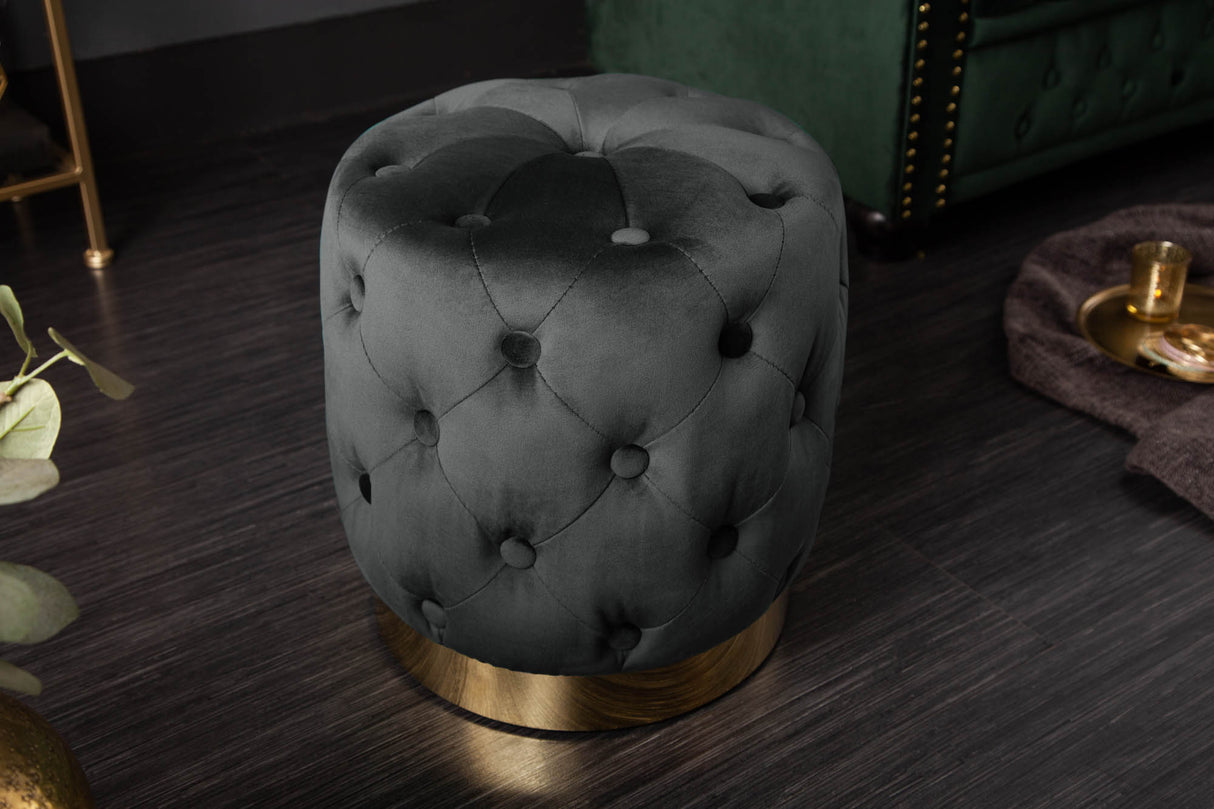 Stool MODERN BAROCK 35cm velvet black gold