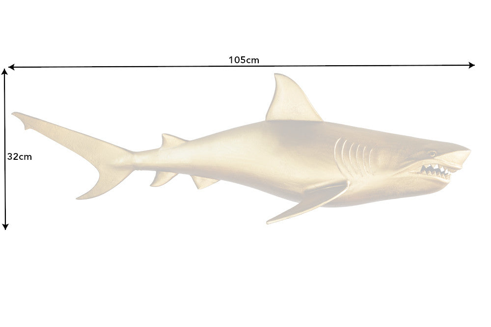 Wanddeko HAI 105cm gold rechtsseitig