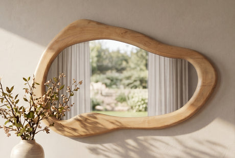 Wall mirror ORGANIC 130cm versatile mounting horizontal or vertical mango wood creamy