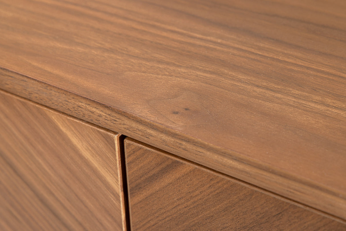 Sideboard GRANDEZZA 180cm walnut wood look w/ black metal frame