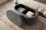 Bench chest VOGUE 85cm oval upholstered w/ storage space velvet grey