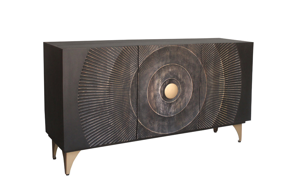 Sideboard GOLDEN SUNSET 140cm 3D mango wood black