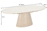 Dining table UNIQUE 160-200cm extendable oak wood look ceramic top travertine