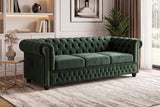 Sofa CHESTERFIELD 3-seater button tufted velvet emerald green w/ decorative stud trim