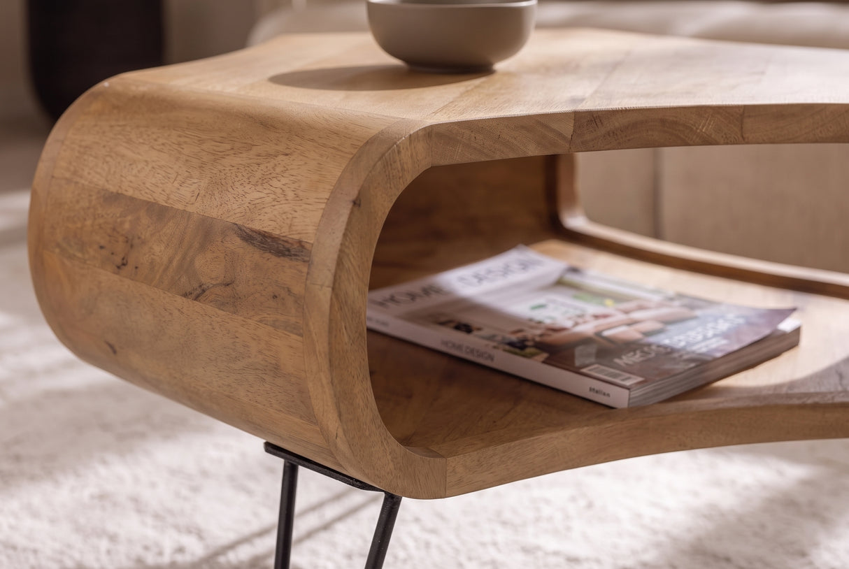 Coffee table ORGANIC LIVING 70cm w/ hairpin legs mango wood natural