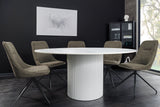 Dining table UNIQUE 120cm round white frame ceramic white marble top