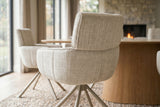 Swivel chair UNIQUE 180° auto-return w/ armrests chenille fabric beige champagne