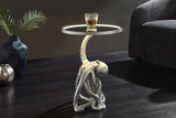 Side table WILDLIFE OCTOPUS 55cm silver illuminated glass plate w/ LED stripes