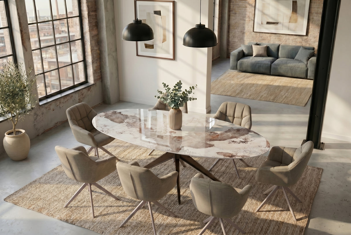Dining table PANDORA 220cm oval ceramic bronze