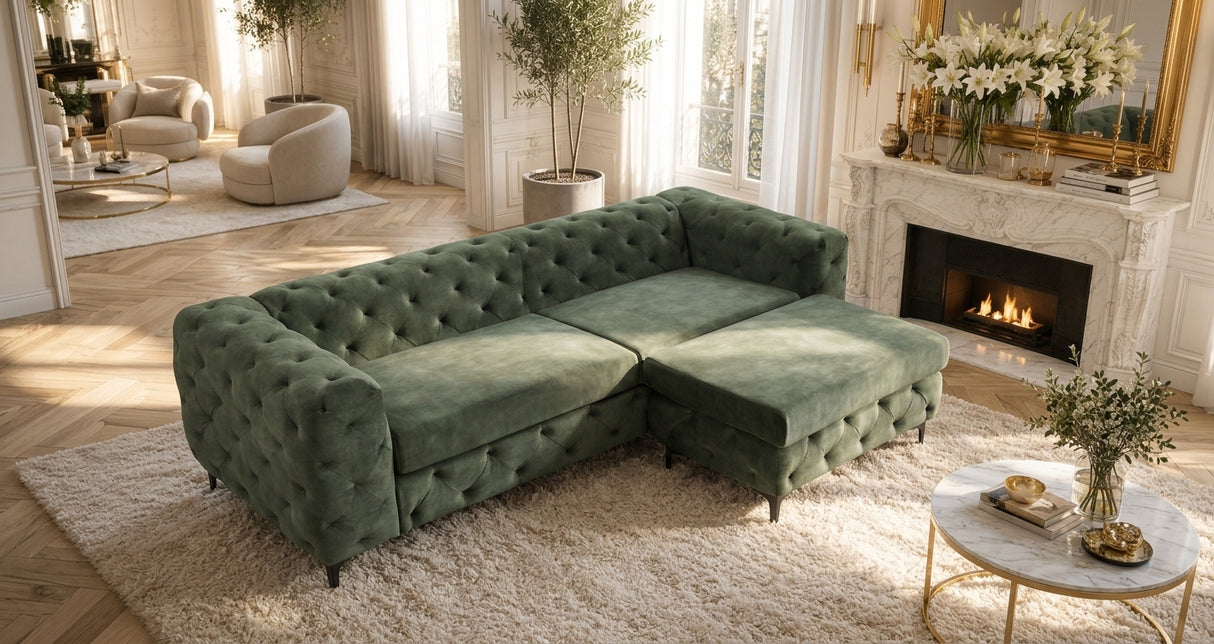 Sofa MODERN BAROCK 235cm 3-seater velvet dark green