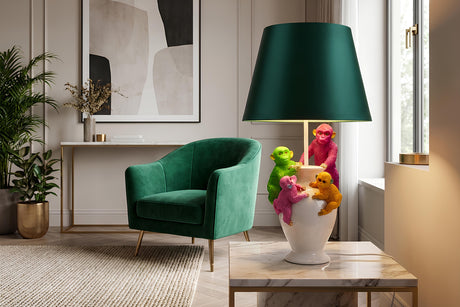 Table lamp MONKEY 55cm multicoloured white green lampshade