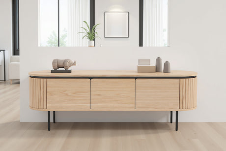 TV-Board ATELIER 160cm natural oak wood look w/ black legs