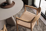 Chair KENNEDY wicker seat w/ armrests recyled pine wood natural