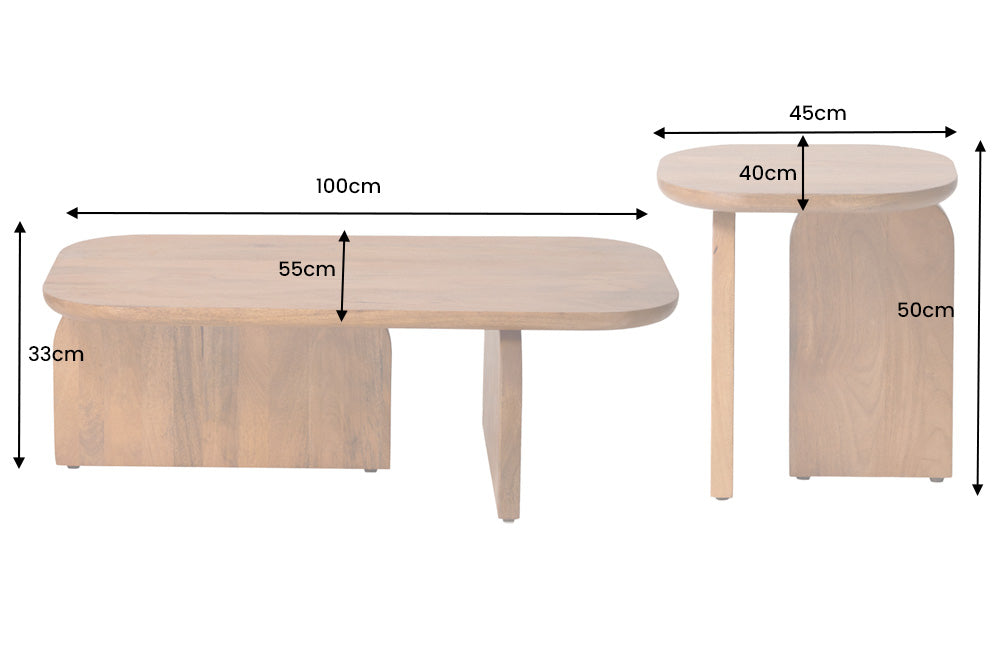 Coffee table GATSBY Set of 2 acacia wood natural