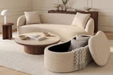 Bench chest ELEMENTAL 120cm upholstered w/ storage space bouclé champagne beige