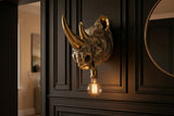 Wandleuchte RHINO 40 cm handgefertigte goldene Nashornskulptur