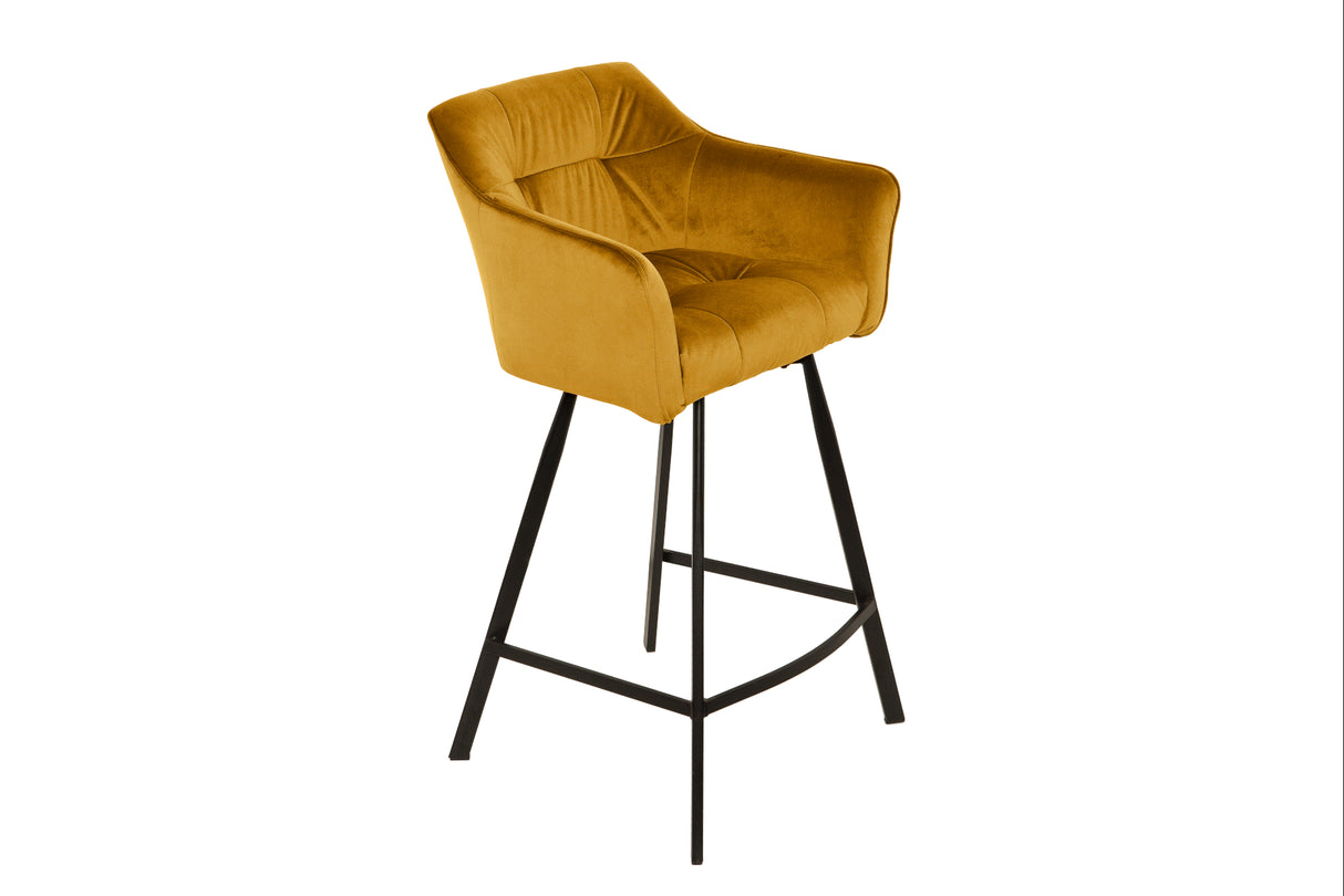 Bar chair LOFT with armrests velvet mustard yellow