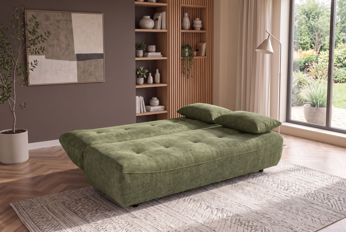 Schlafsofa ELYPSE 200cm 3-Sitzer Chenille grün