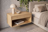 Bedside table PURE 50cm hanging mango wood natural cream finish