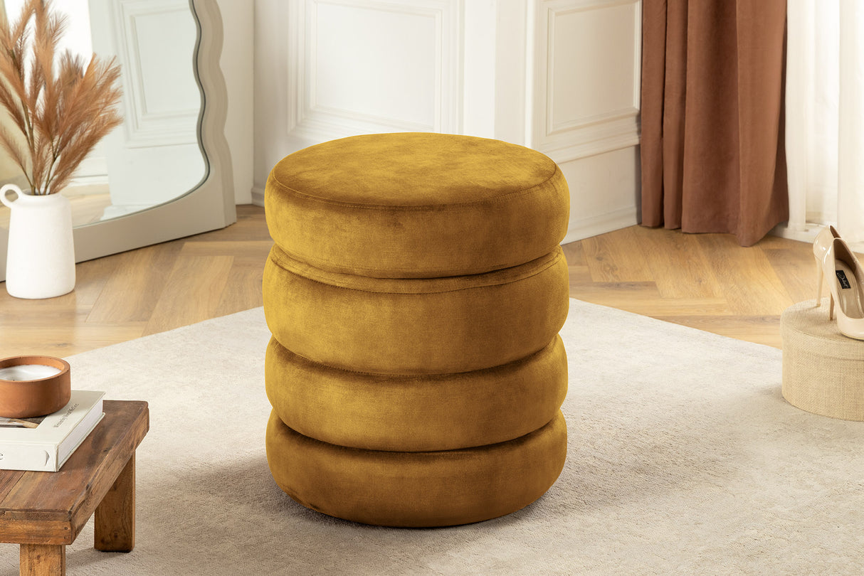 Hocker VOQUE 50cm Samt senfgelb mit Stauraum